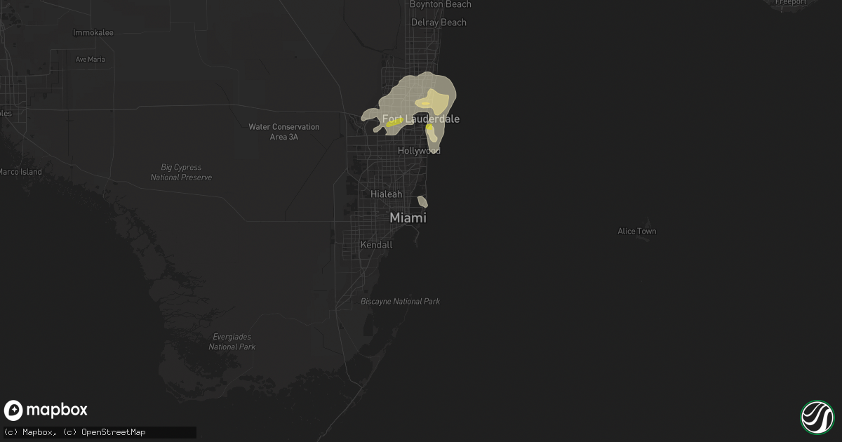 Hail map in Miami Beach, FL on April 10, 2018