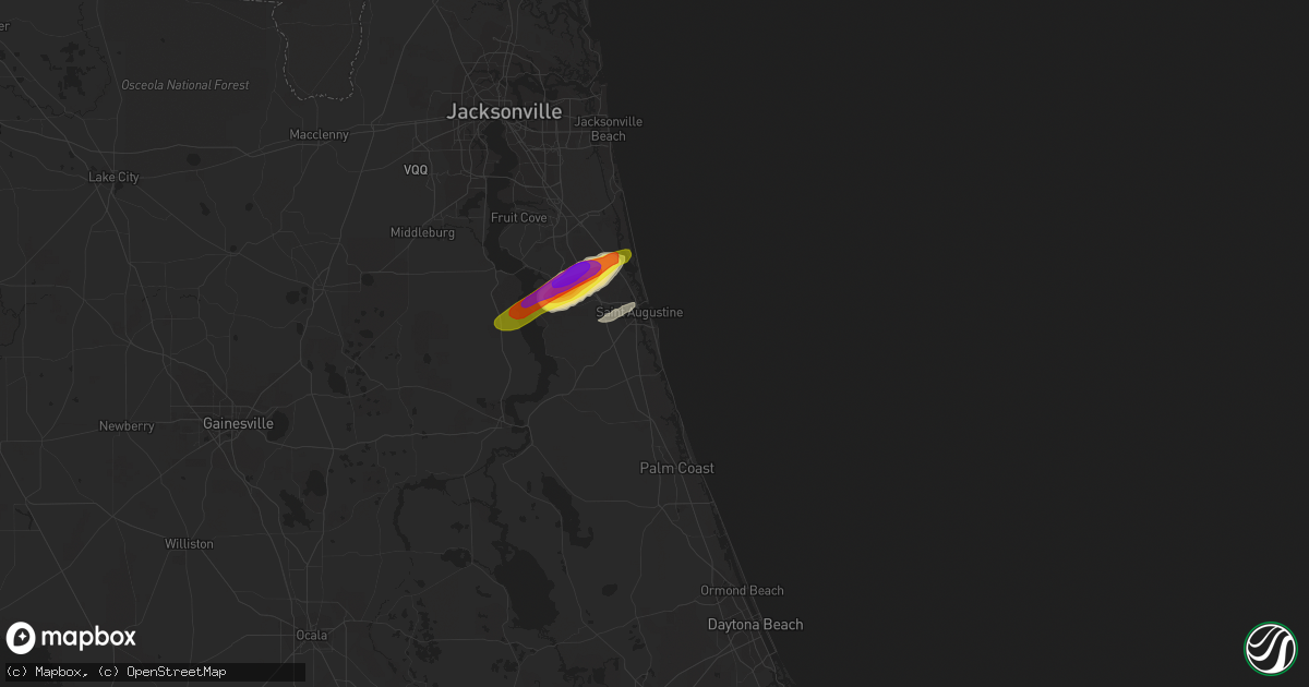 Hail map in Saint Augustine, FL on April 10, 2018