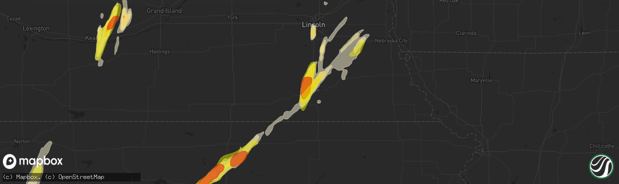 Hail map in Beatrice, NE on April 10, 2019