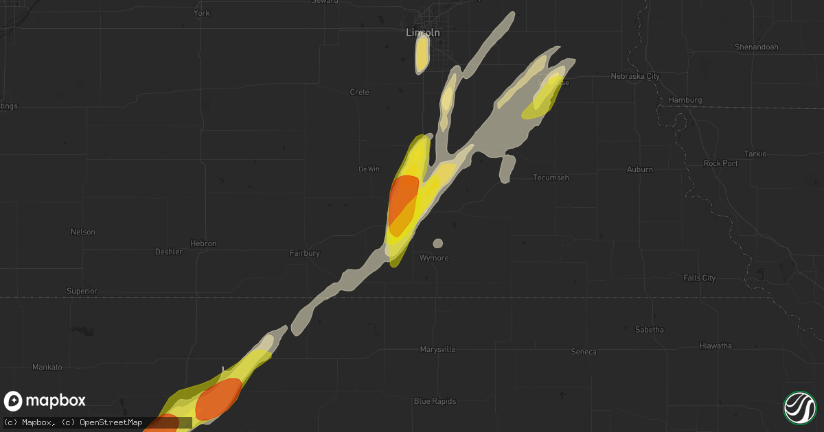Hail map in Beatrice, NE on April 10, 2019