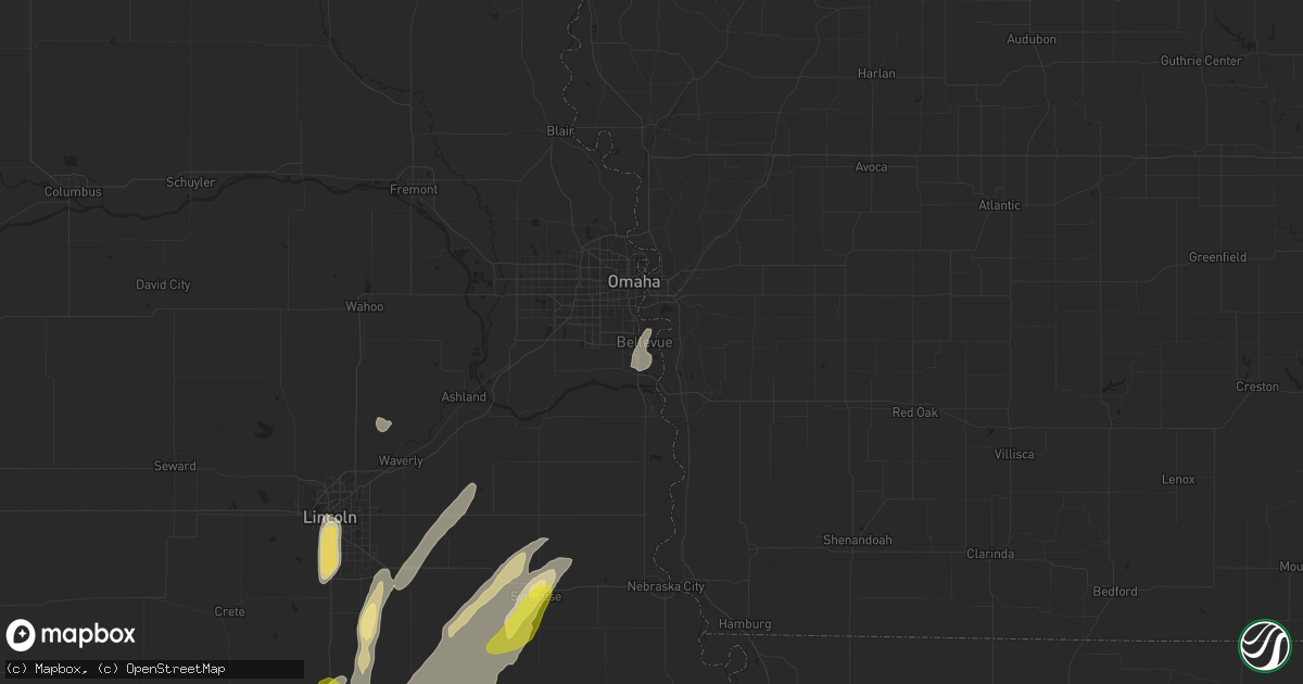 Hail map in Bellevue, NE on April 10, 2019