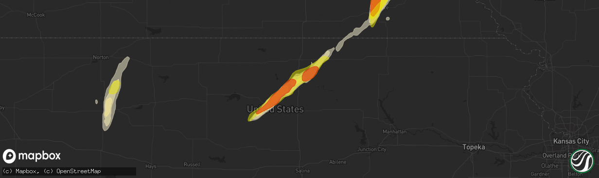 Hail map in Concordia, KS on April 10, 2019