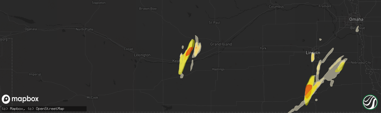 Hail map in Gibbon, NE on April 10, 2019