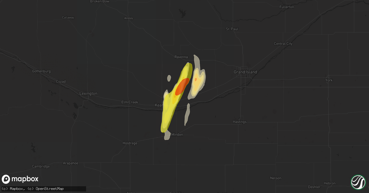 Hail map in Gibbon, NE on April 10, 2019