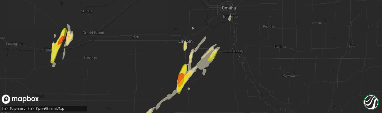 Hail map in Hickman, NE on April 10, 2019