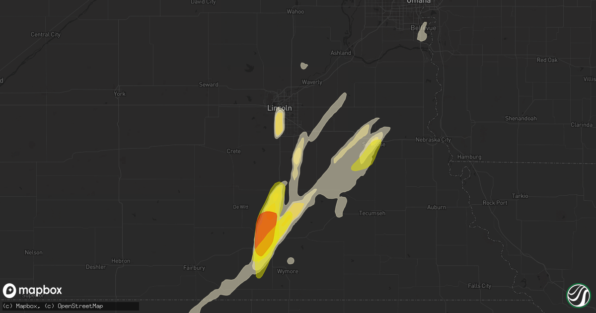 Hail map in Hickman, NE on April 10, 2019