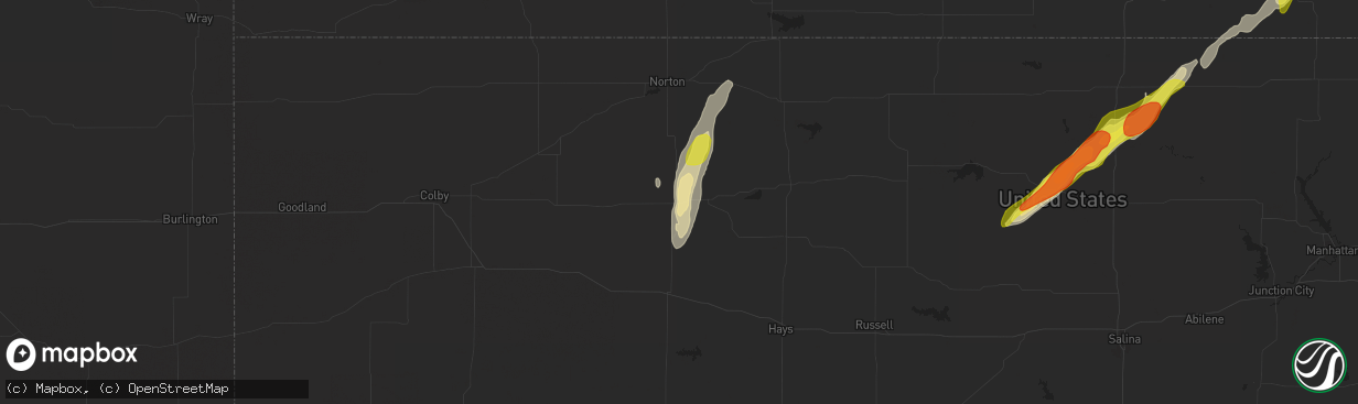 Hail map in Hill City, KS on April 10, 2019