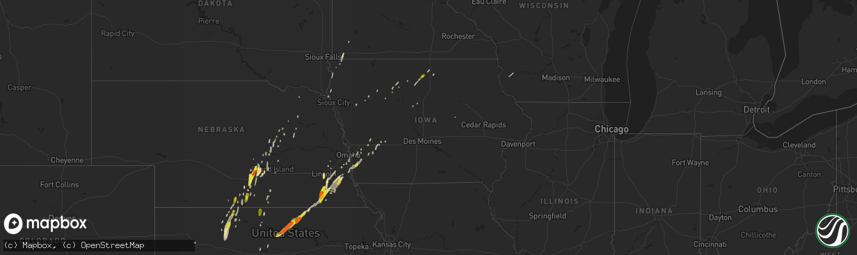 Hail map in Iowa on April 10, 2019