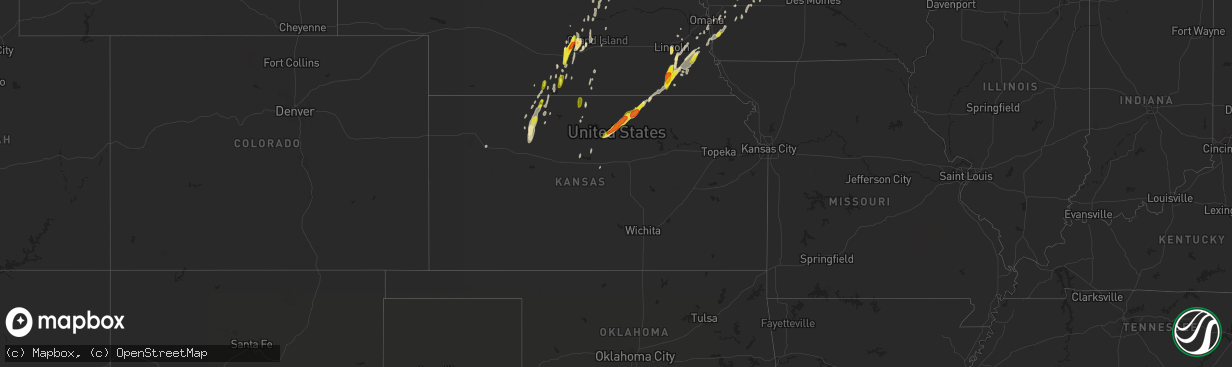 Hail map in Kansas on April 10, 2019