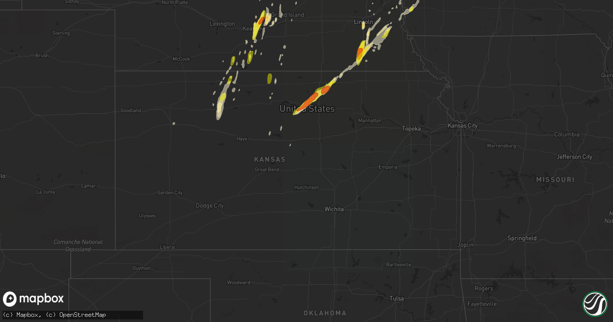 Hail map in Kansas on April 10, 2019