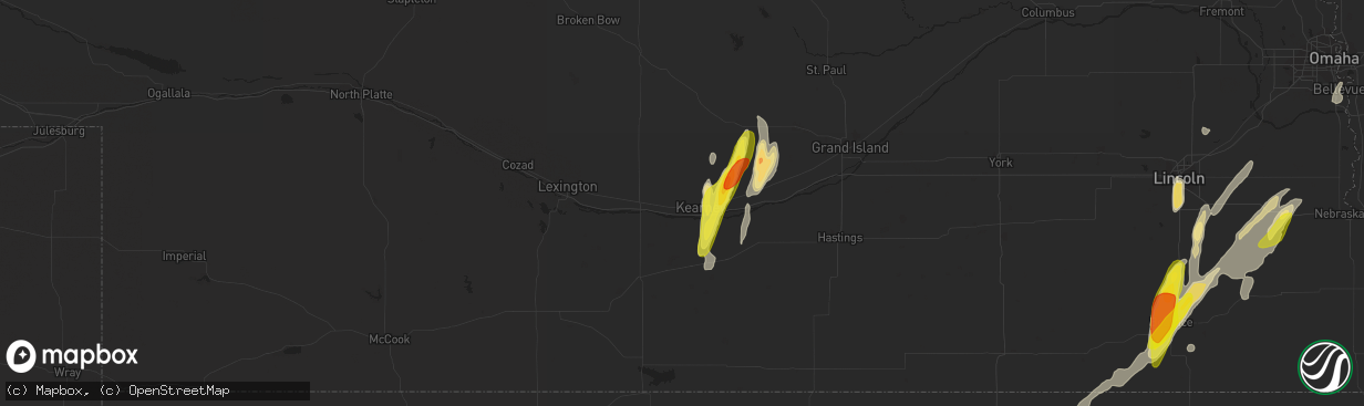 Hail map in Kearney, NE on April 10, 2019