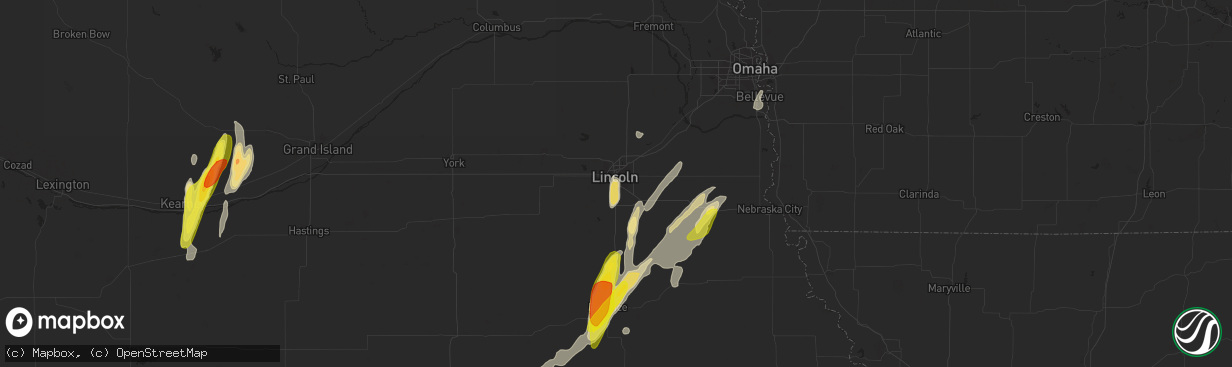 Hail map in Lincoln, NE on April 10, 2019