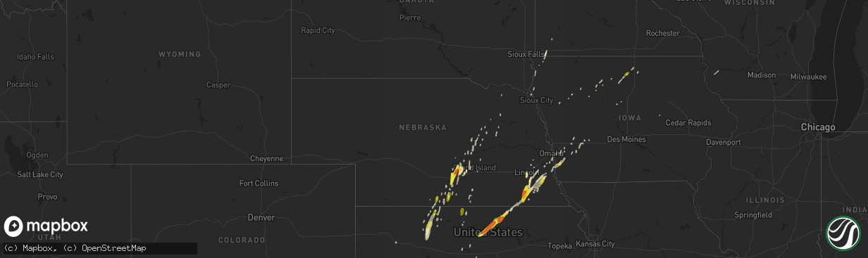 Hail map in Nebraska on April 10, 2019