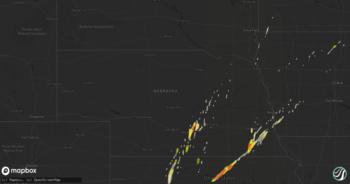 Hail map in Nebraska on April 10, 2019