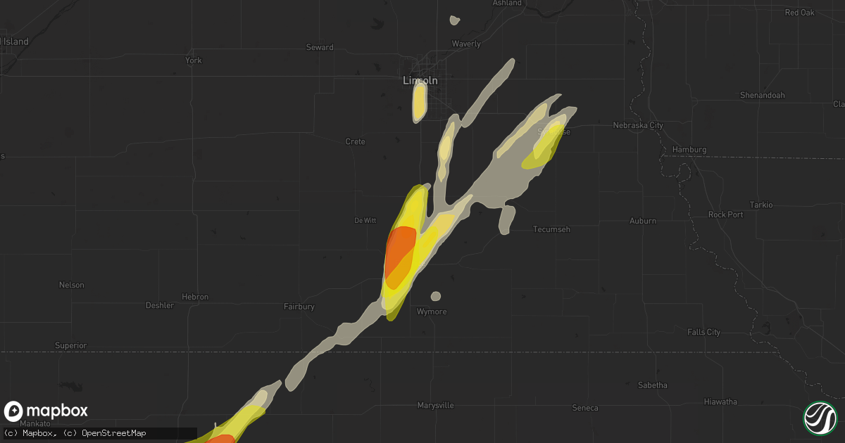 Hail map in Pickrell, NE on April 10, 2019
