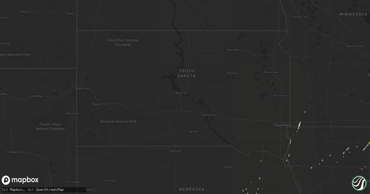 Hail map in South Dakota on April 10, 2019