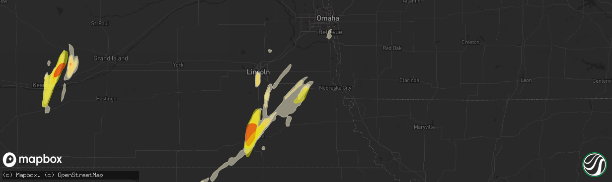 Hail map in Syracuse, NE on April 10, 2019