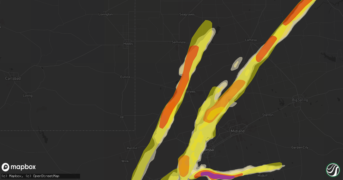 Hail map in Andrews, TX on April 10, 2020