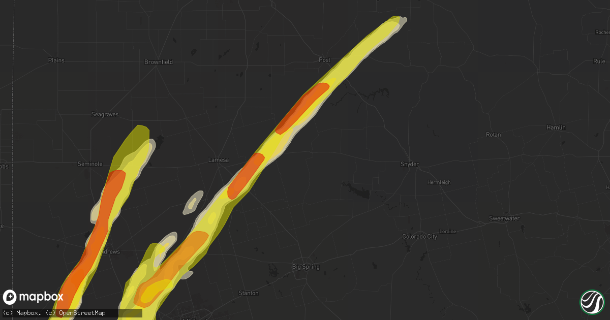 Hail map in Gail, TX on April 10, 2020