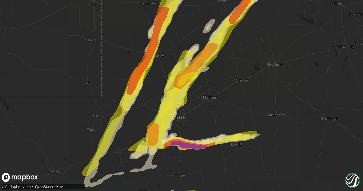 Hail map in Gardendale, TX on April 10, 2020