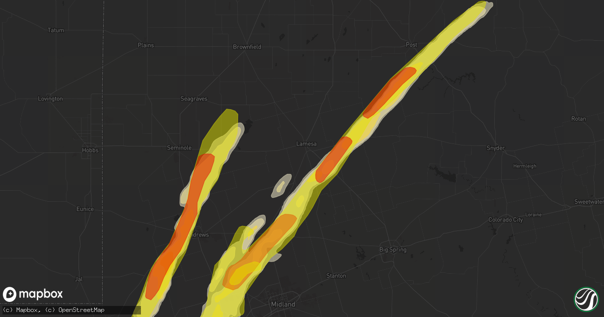 Hail map in Lamesa, TX on April 10, 2020
