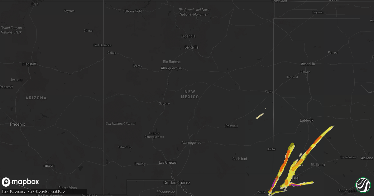 Hail map in New Mexico on April 10, 2020