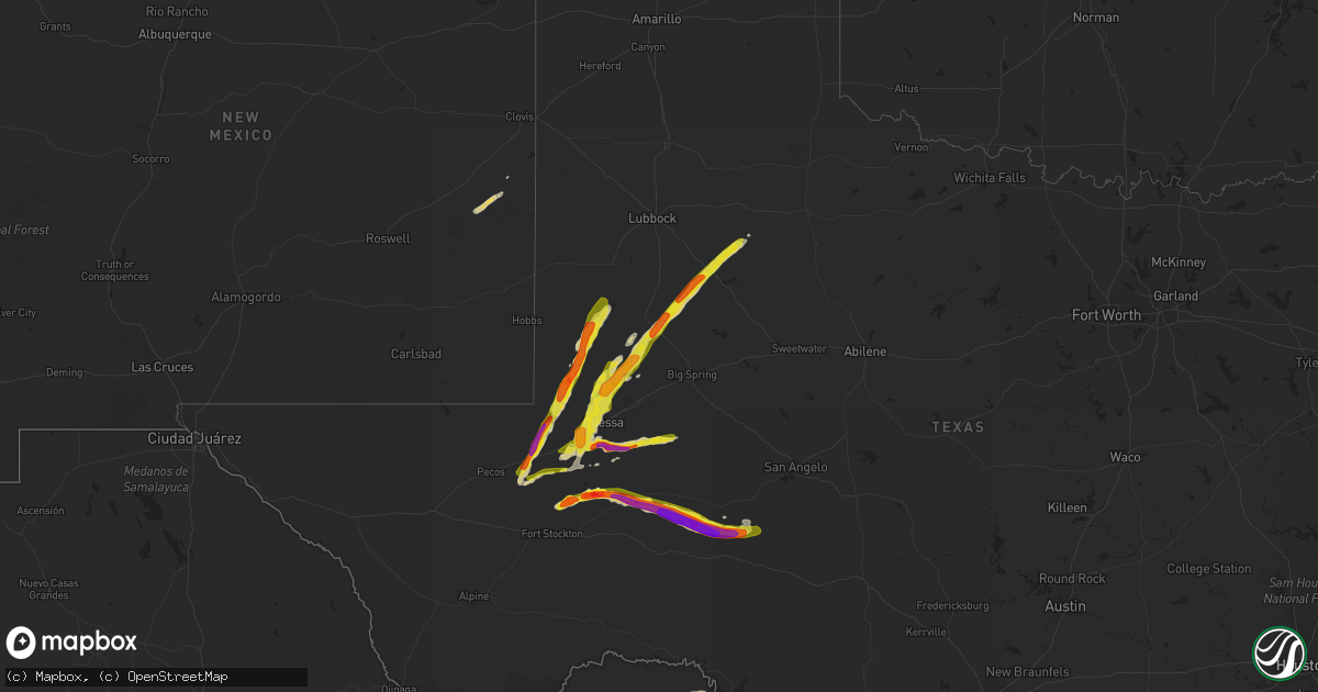 Hail map on April 10, 2020