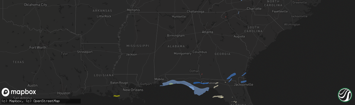 Hail map in Alabama on April 10, 2021