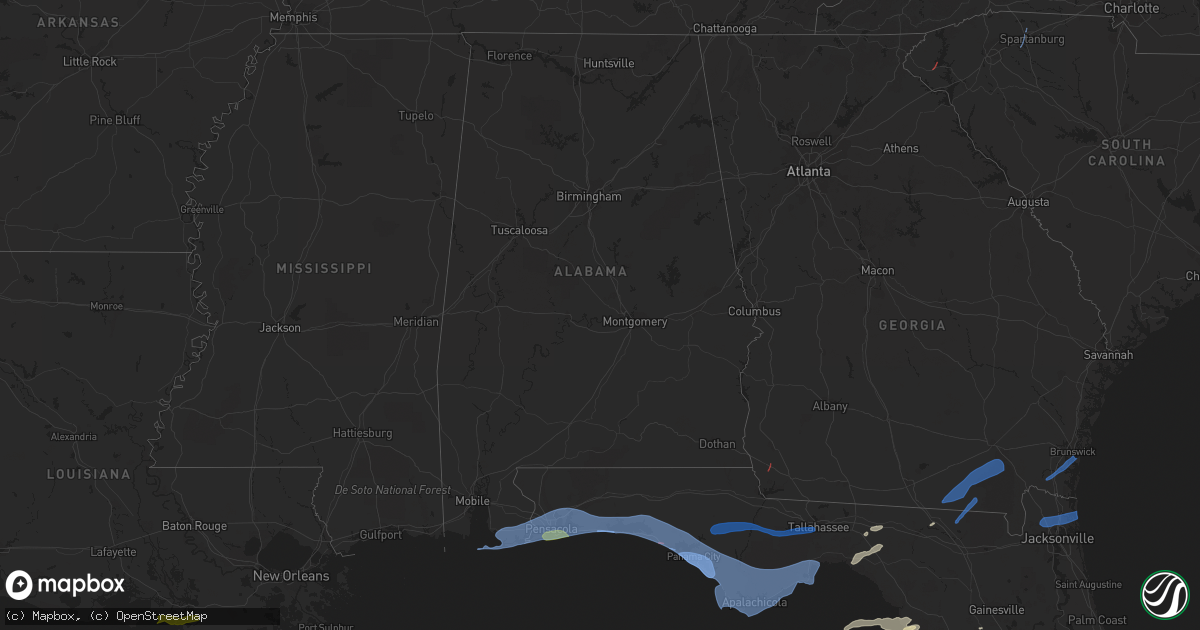 Hail map in Alabama on April 10, 2021