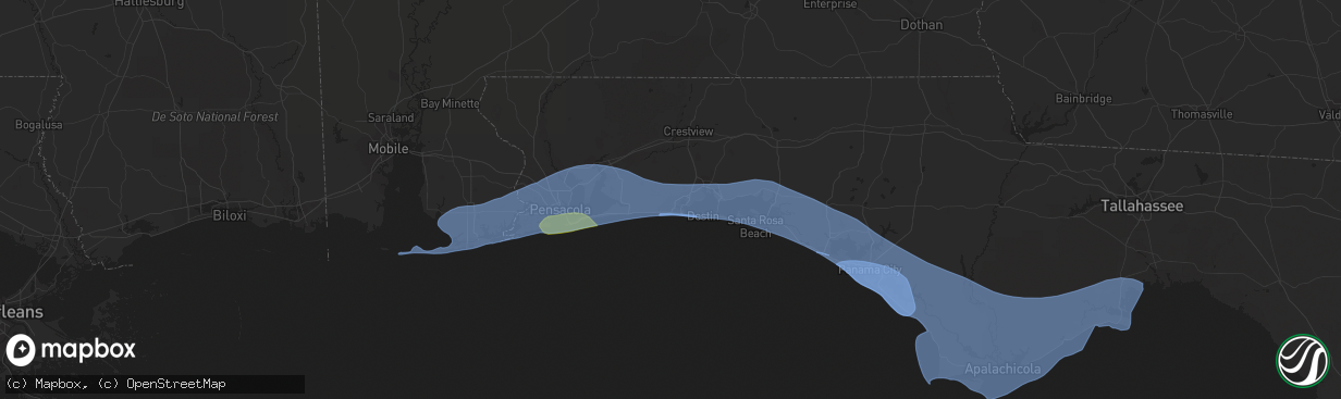 Hail map in Fort Walton Beach, FL on April 10, 2021