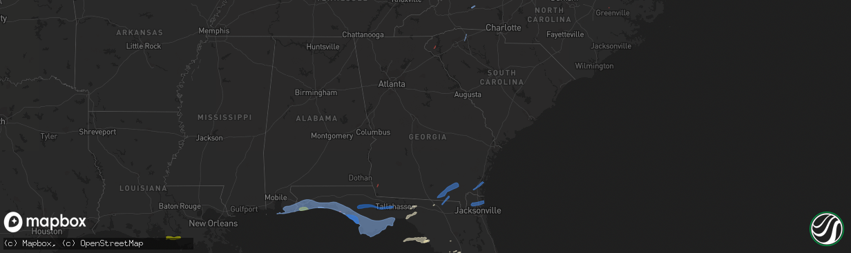 Hail map in Georgia on April 10, 2021