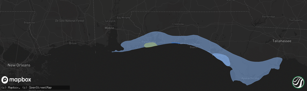 Hail map in Gulf Breeze, FL on April 10, 2021