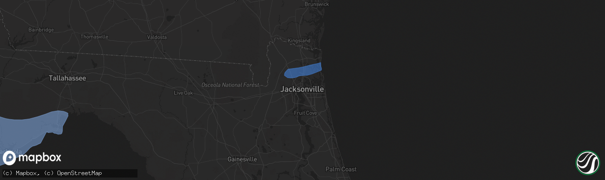 Hail map in Jacksonville, FL on April 10, 2021