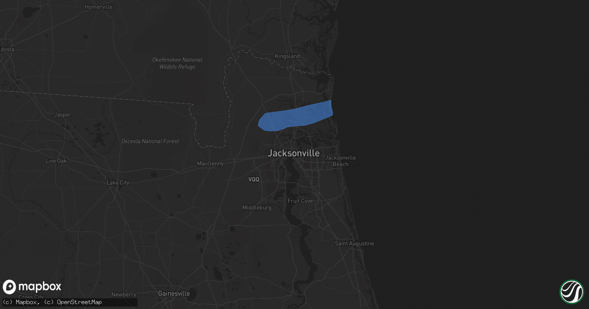 Hail map in Jacksonville, FL on April 10, 2021