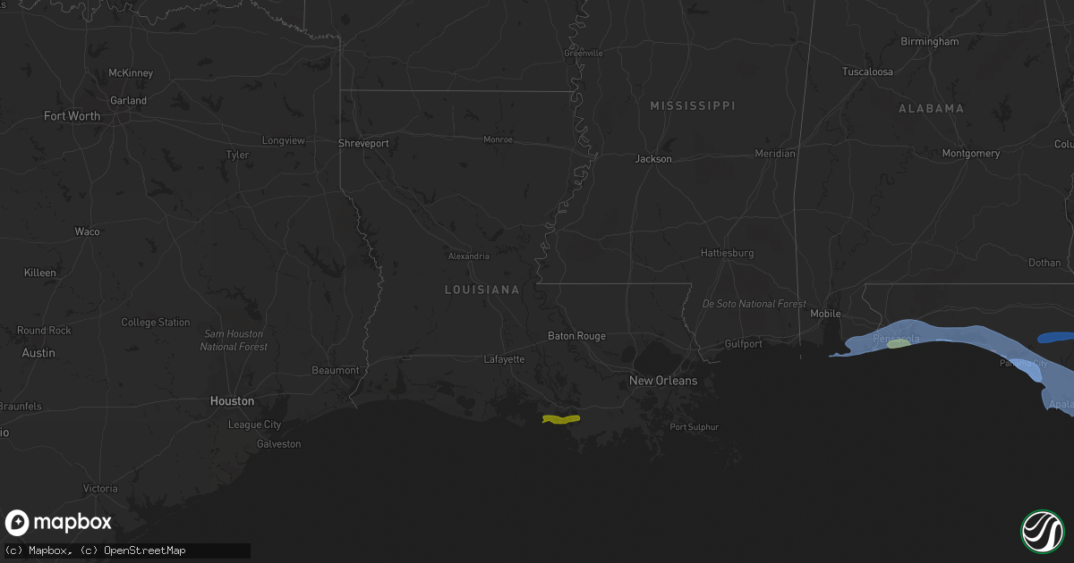 Hail map in Louisiana on April 10, 2021