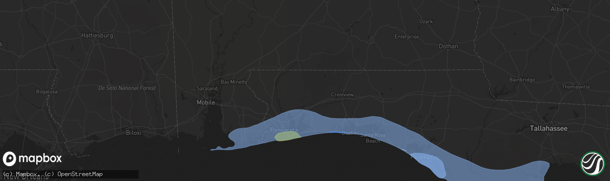 Hail map in Milton, FL on April 10, 2021