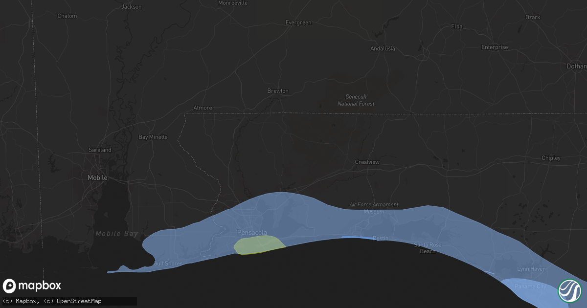 Hail map in Milton, FL on April 10, 2021