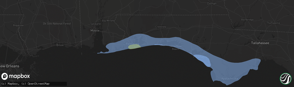 Hail map in Navarre, FL on April 10, 2021