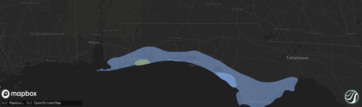 Hail map in Niceville, FL on April 10, 2021