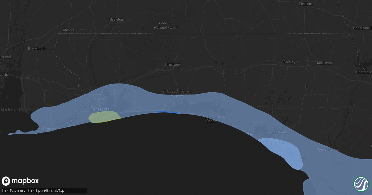 Hail map in Niceville, FL on April 10, 2021