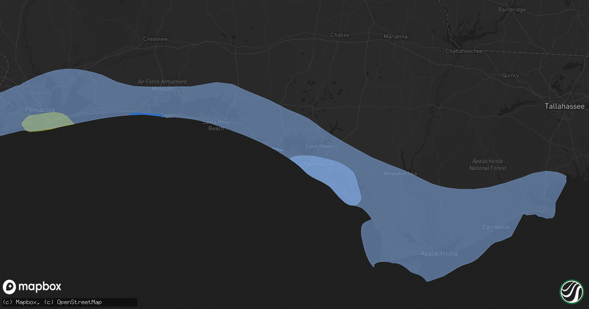 Hail map in Panama City Beach, FL on April 10, 2021