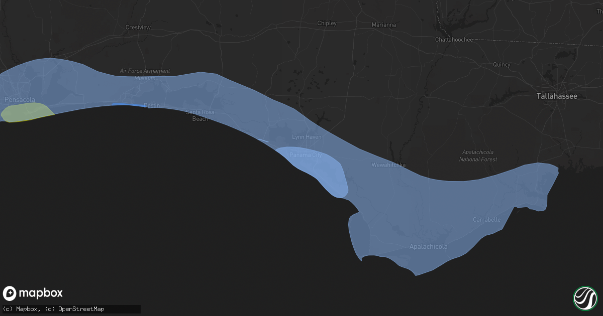 Hail map in Panama City, FL on April 10, 2021