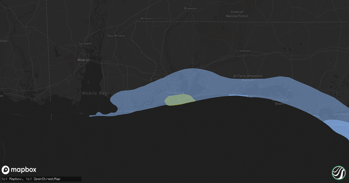 Hail map in Pensacola, FL on April 10, 2021