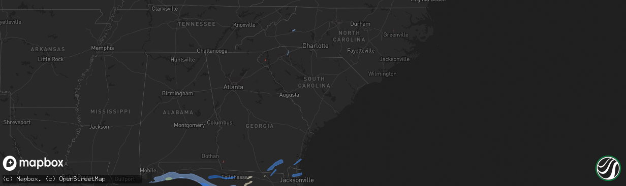 Hail map in South Carolina on April 10, 2021