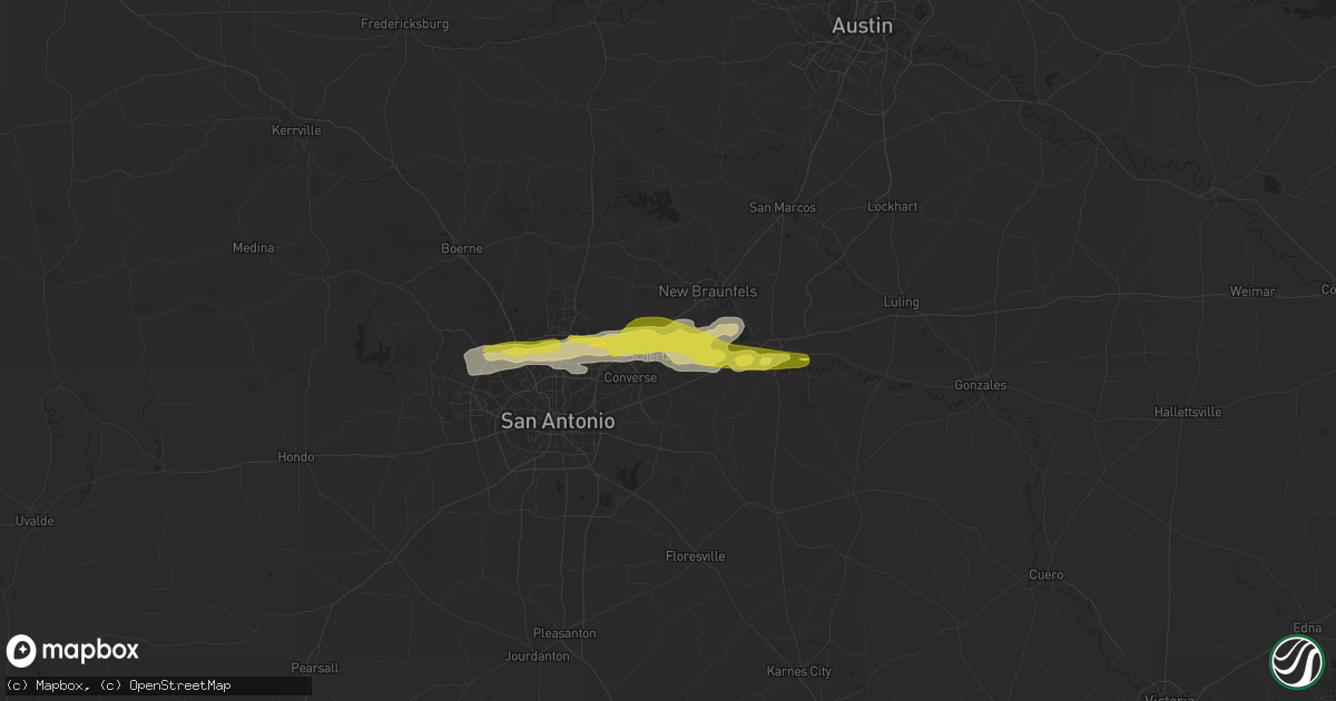 Hail map in Cibolo, TX on April 10, 2022