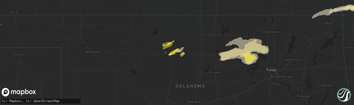 Hail map in Enid, OK on April 10, 2022