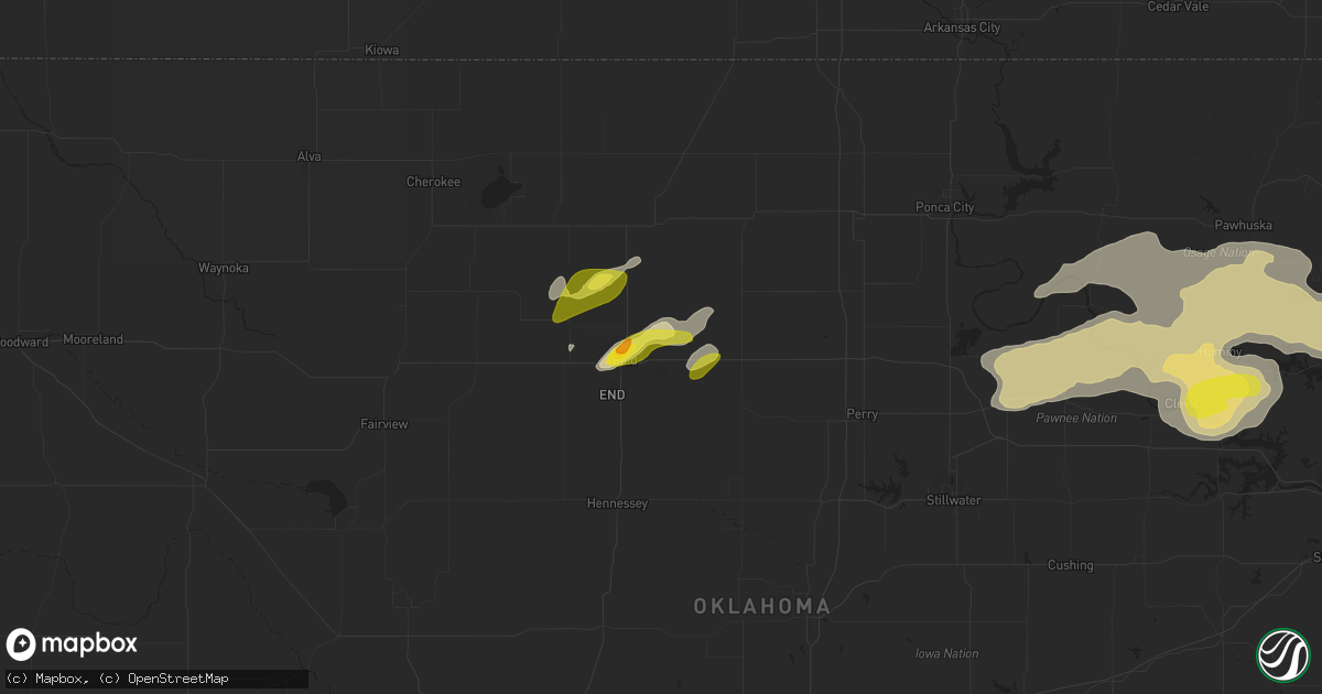 Hail map in Enid, OK on April 10, 2022