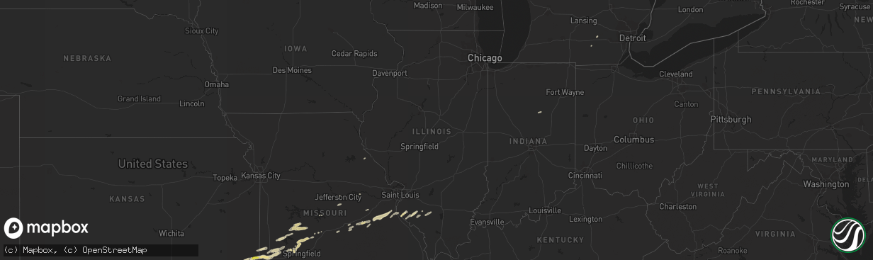 Hail map in Illinois on April 10, 2022