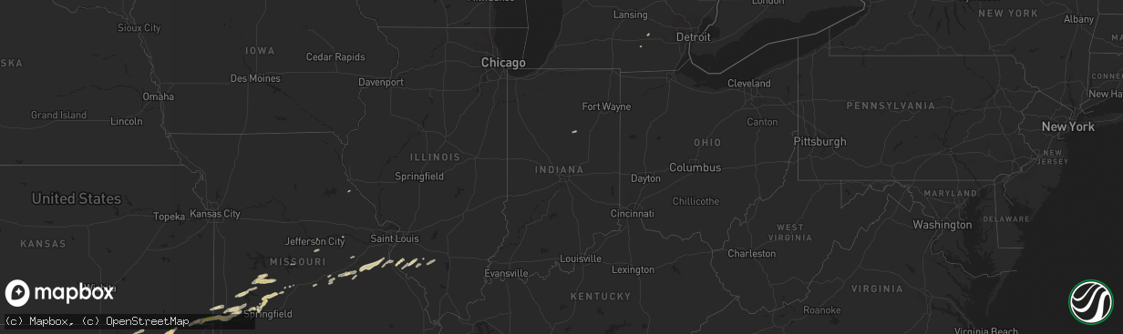 Hail map in Indiana on April 10, 2022