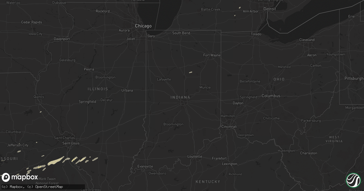 Hail map in Indiana on April 10, 2022